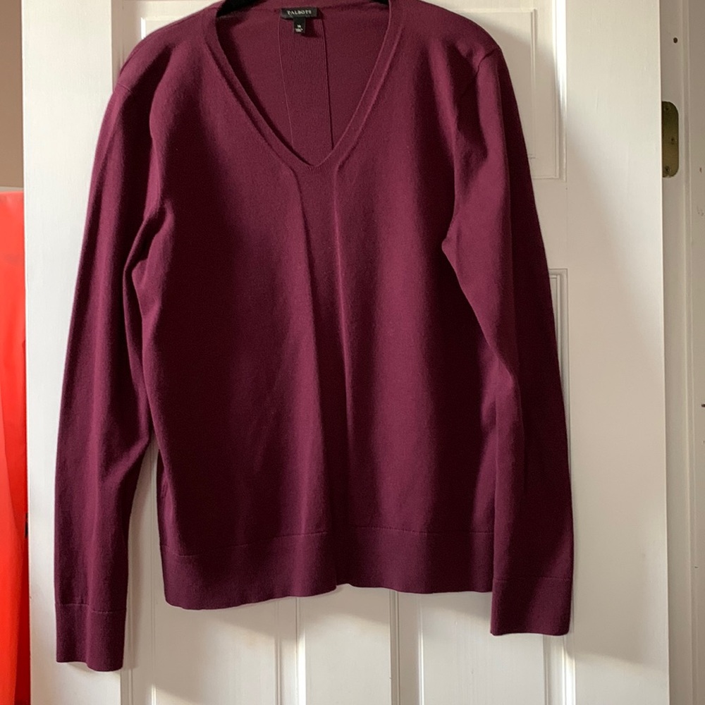 Talbots wine color long sleeve sweater.  Size M